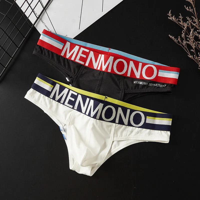Men's cotton low waist bikini underpants in two-tone solid colour pattern, pack of 2, size M to XXL