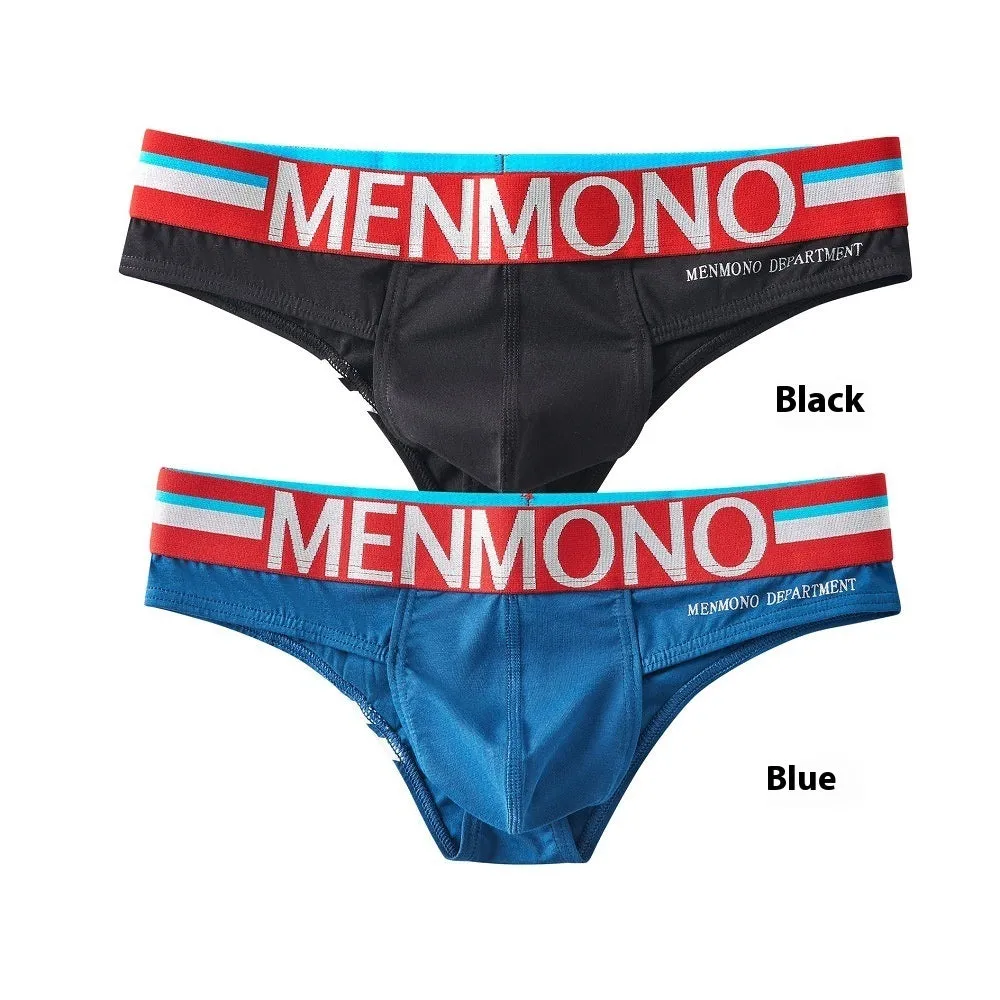 Men's cotton low waist bikini underpants in two-tone solid colour pattern, pack of 2, size M to XXL
