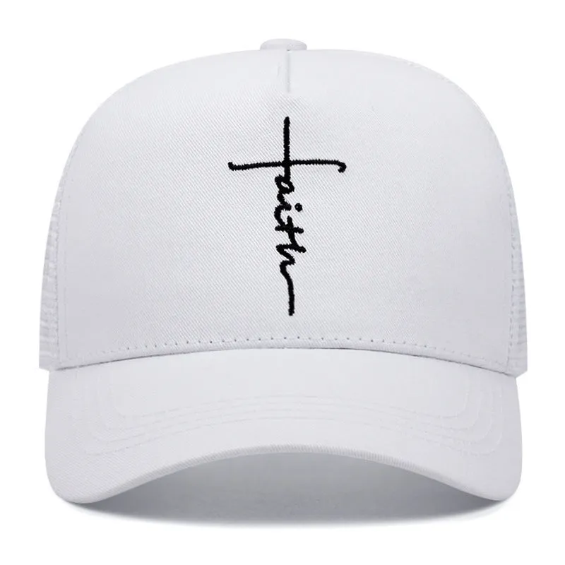 Cross English embroidery breathable cotton baseball cap in black, adjustable 55-61cm, with sunshade brim