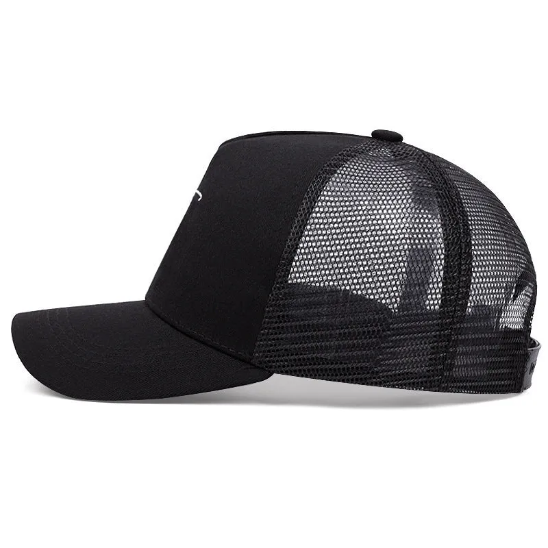 Cross English embroidery breathable cotton baseball cap in black, adjustable 55-61cm, with sunshade brim