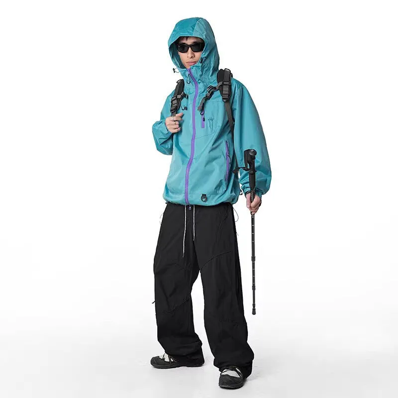 Men's waterproof loose casual pants for outdoor rock climbing in meadow purple colour
