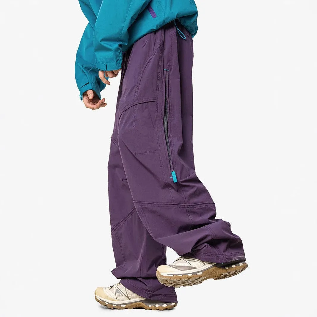 Men's waterproof loose casual pants for outdoor rock climbing in meadow purple colour