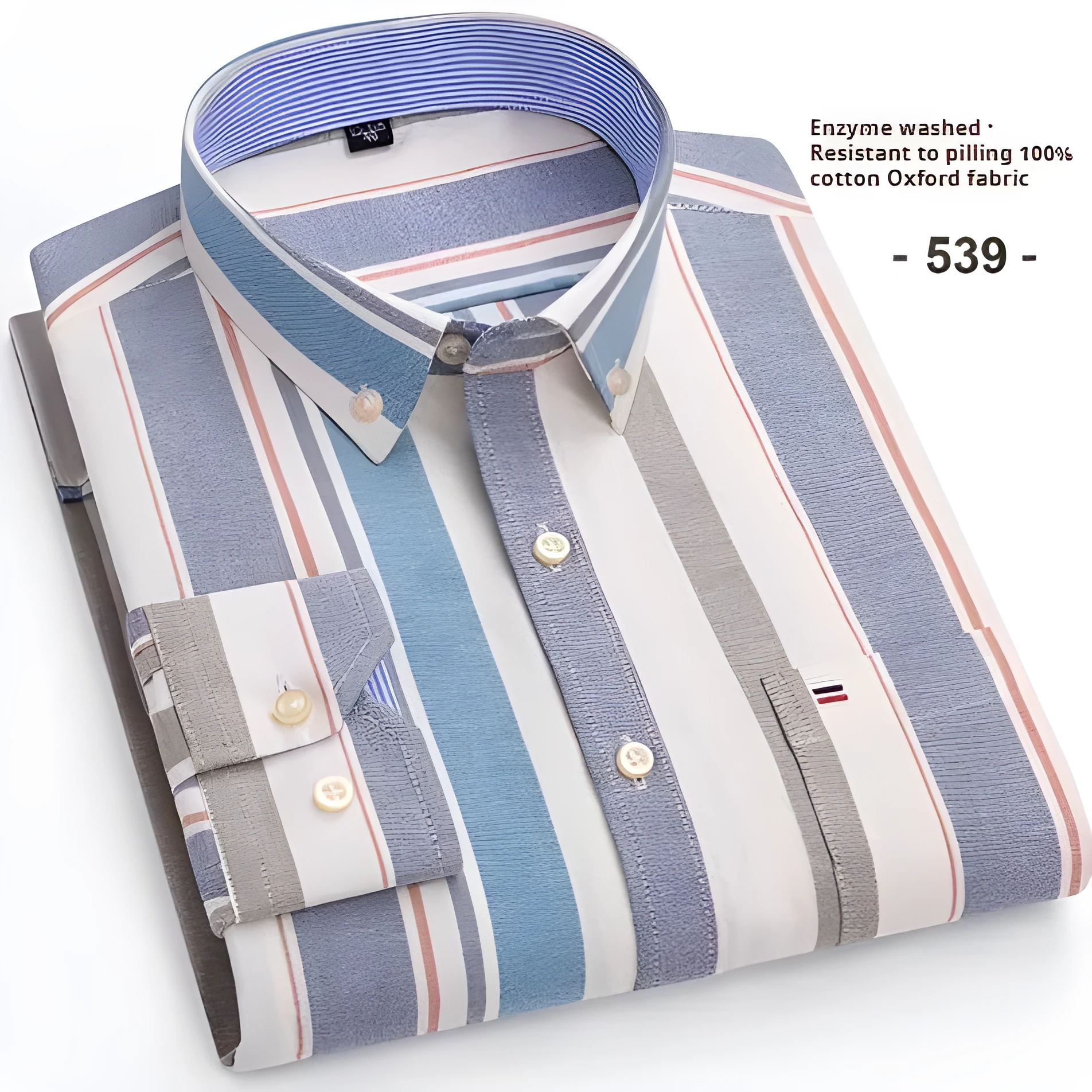 Men's pure cotton Oxford plaid long-sleeved casual shirt with slim fit and button front
