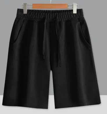 Straight-leg cotton shorts for summer in grey, shown on a hanger.
