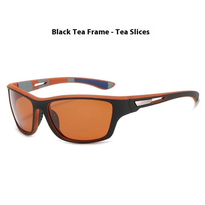 Men's polarised cycling sunglasses with full black frame and grey lens for outdoor sports