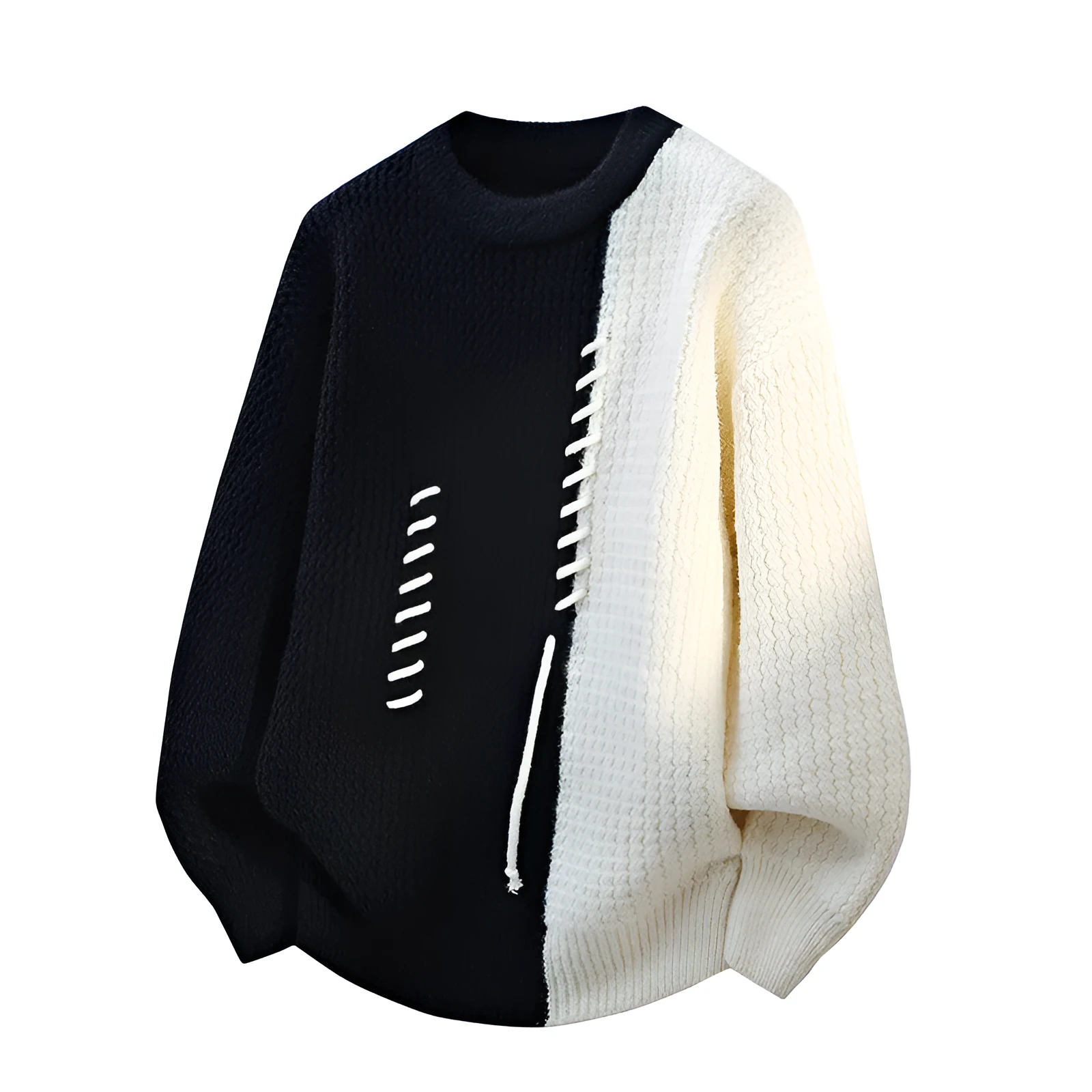 Men's fashion round neck sweater pullover in black, coffee, gray, and red colors, loose fit, thickened thermal polyester fibre, sizes M to 4XL