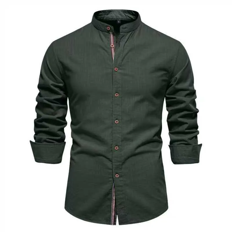 Men's solid colour linen blend long sleeve shirt in ivory white, front view, with non-iron finish