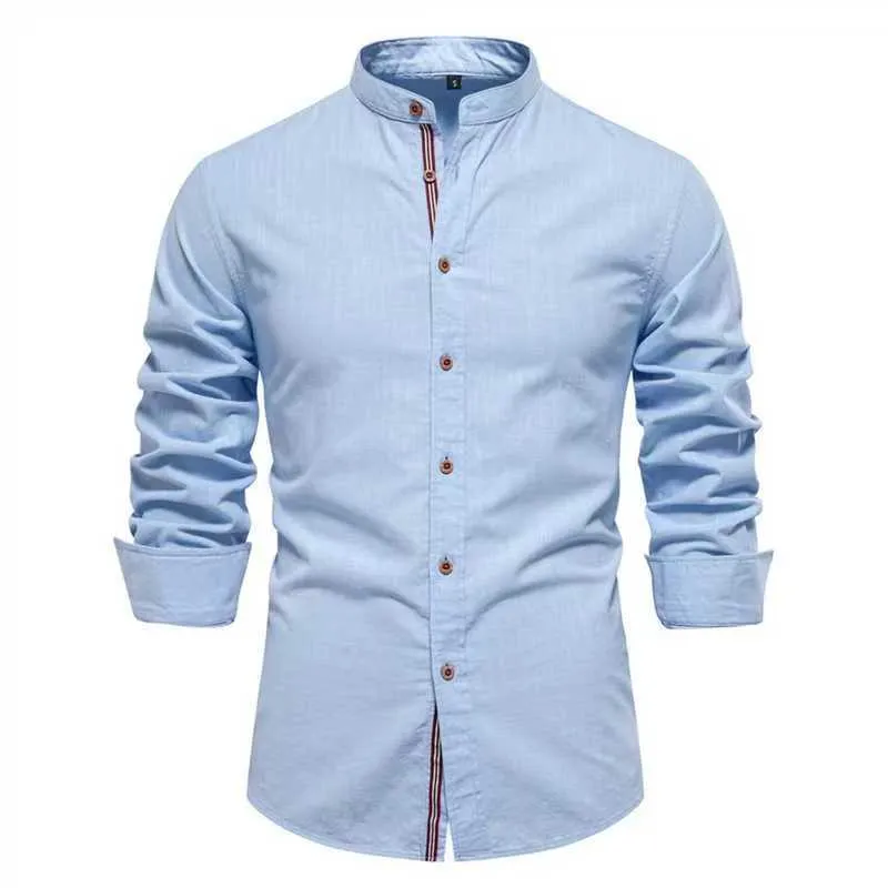 Men's solid colour linen blend long sleeve shirt in ivory white, front view, with non-iron finish
