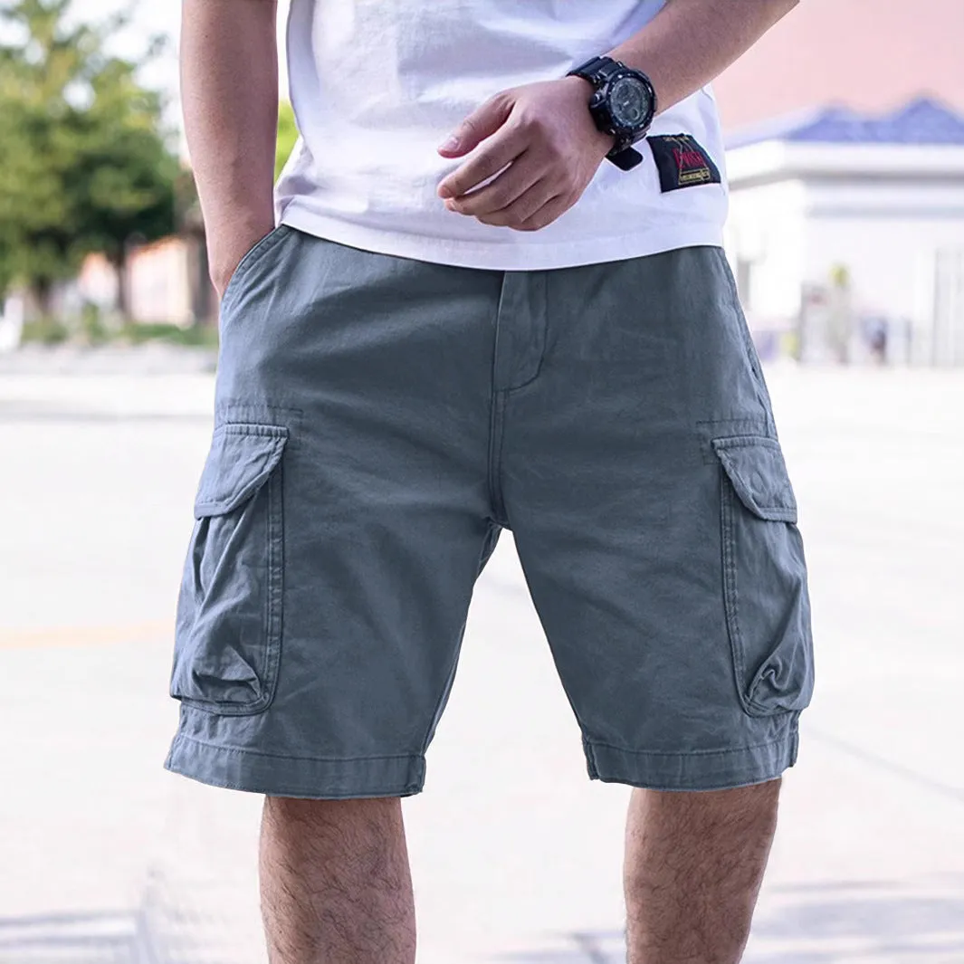 Men's cotton blend workwear shorts in loose fit with micro-elastic waistband in five colour options