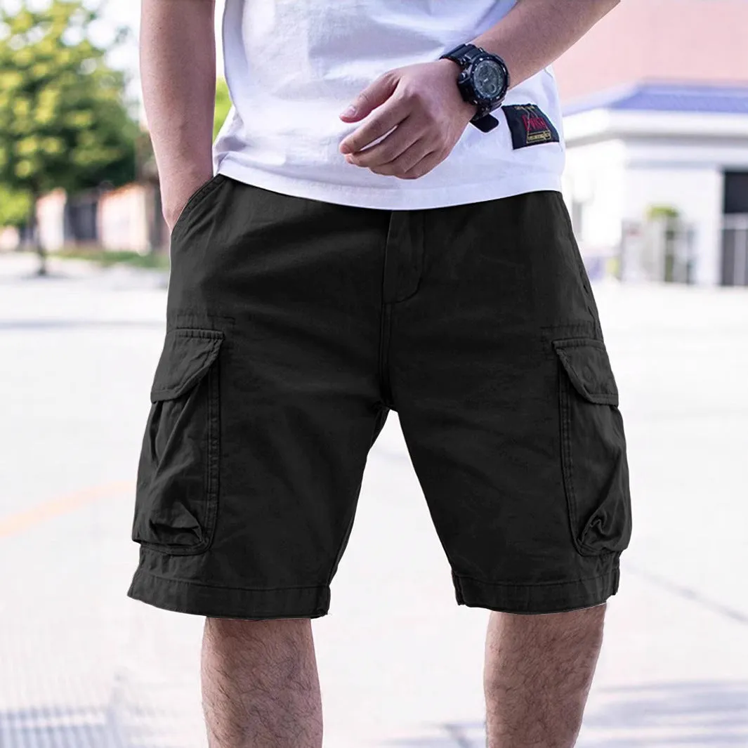 Men's cotton blend workwear shorts in loose fit with micro-elastic waistband in five colour options