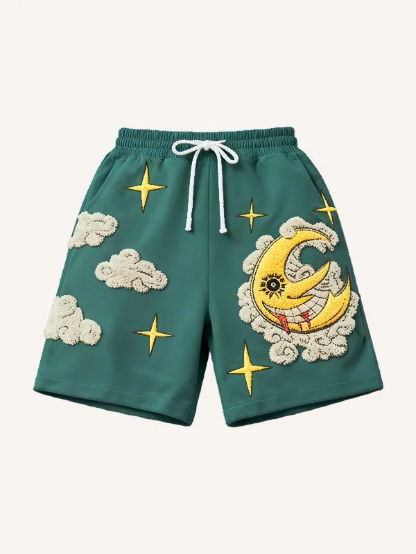 Retro plus size loose knee length sports shorts for women in green and pink, sizes M to 3XL