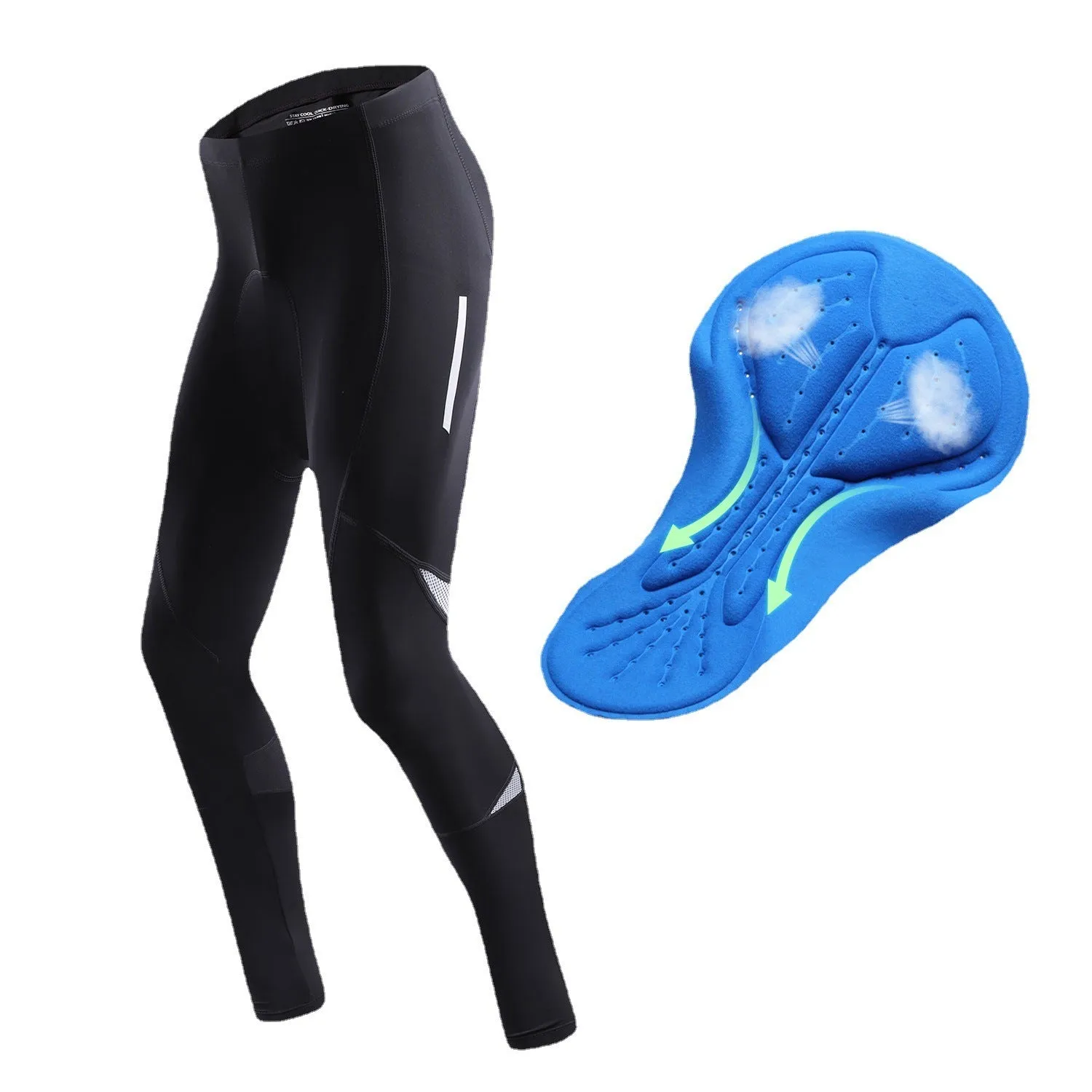 Breathable quick-drying mountain bike cycling tight trousers for men in black, side view
