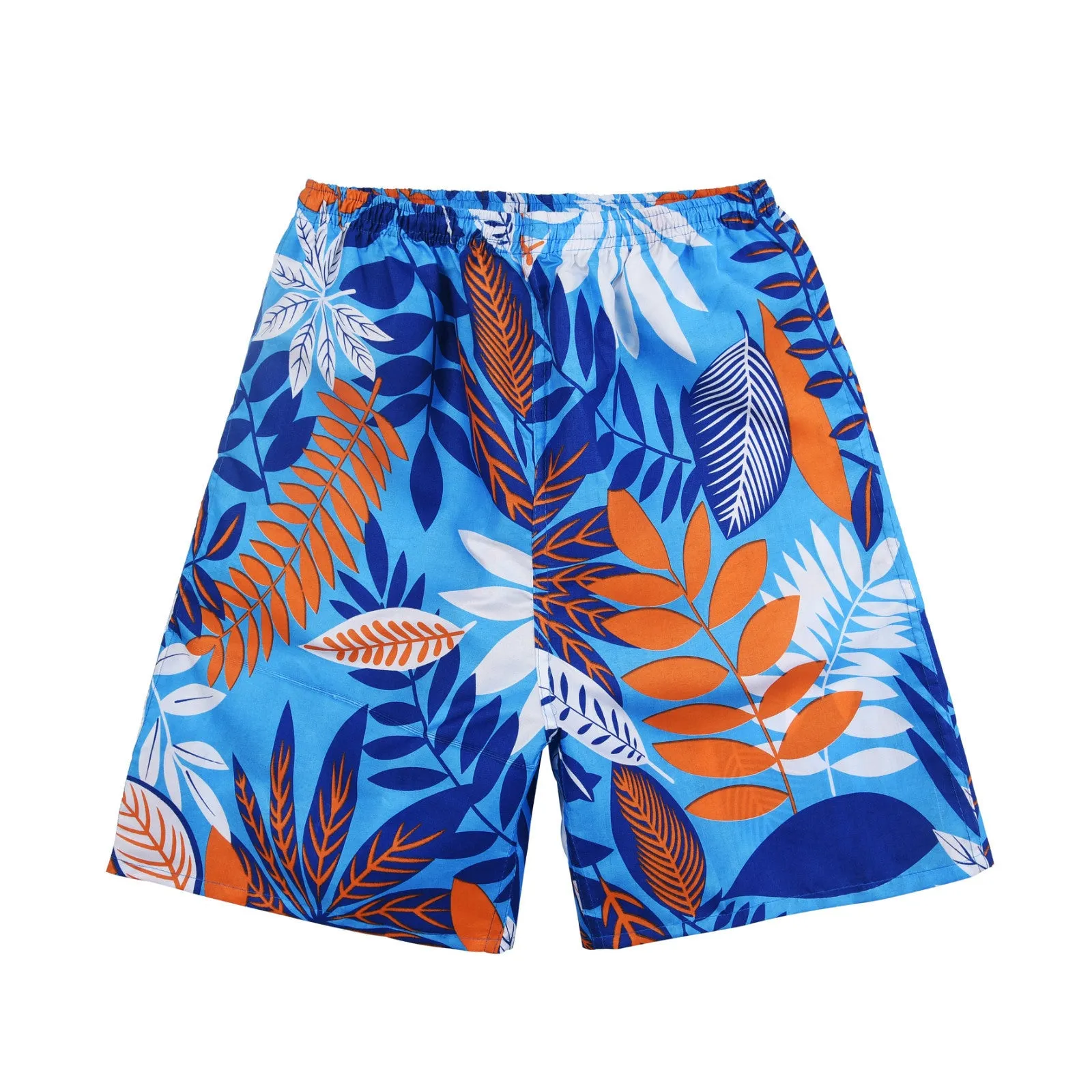 Men's floral printed swimming trunks with five-point design in polyester fabric
