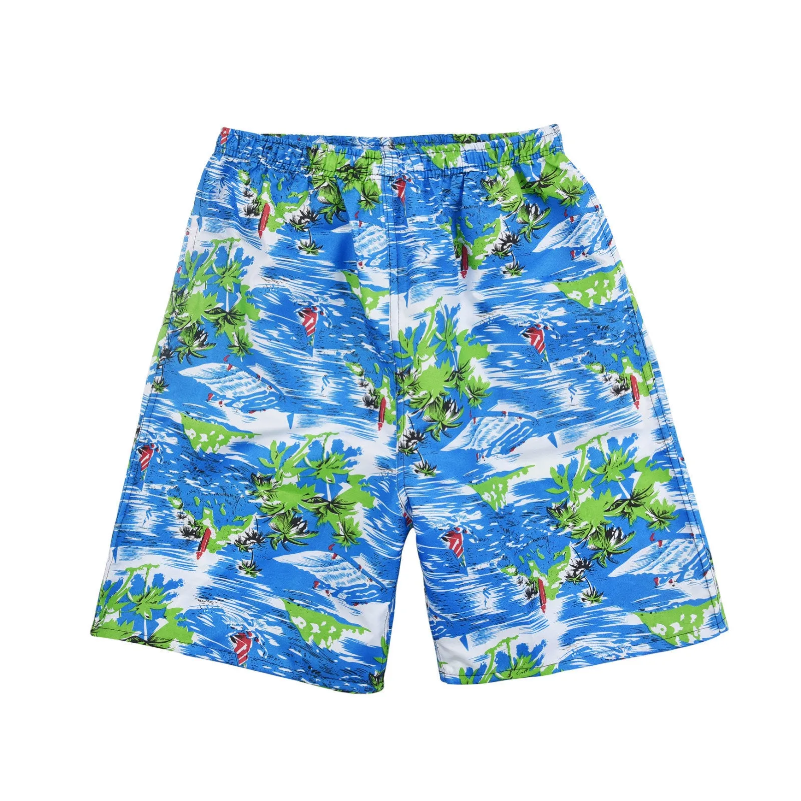 Men's floral printed swimming trunks with five-point design in polyester fabric