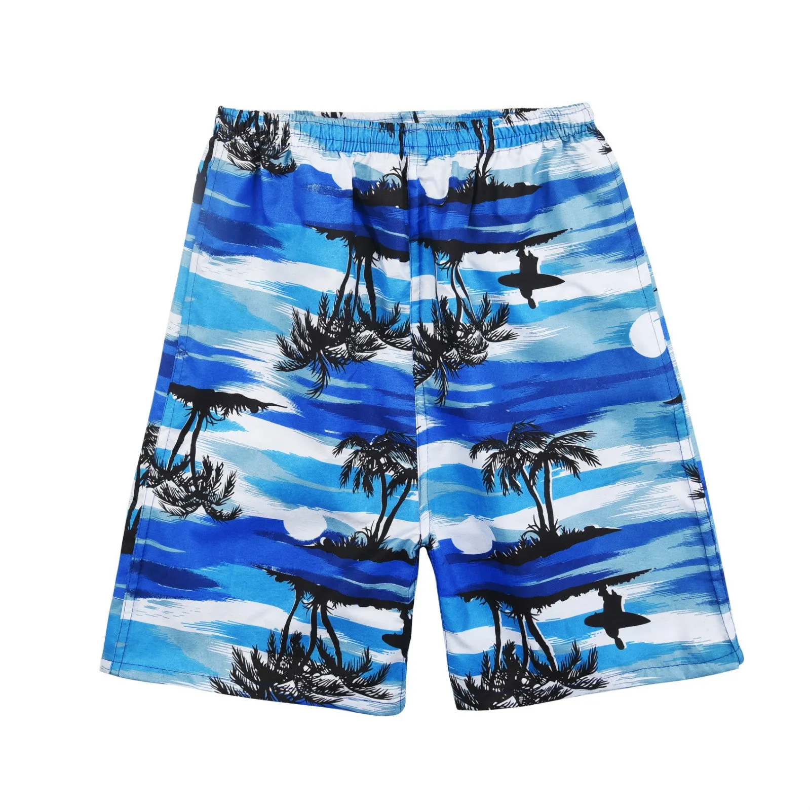 Men's floral printed swimming trunks with five-point design in polyester fabric