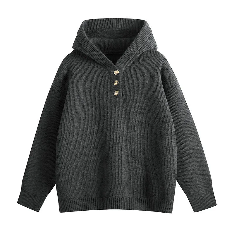 Men's loose fit hooded chenille sweater batwing sleeve pullover in beige, front view