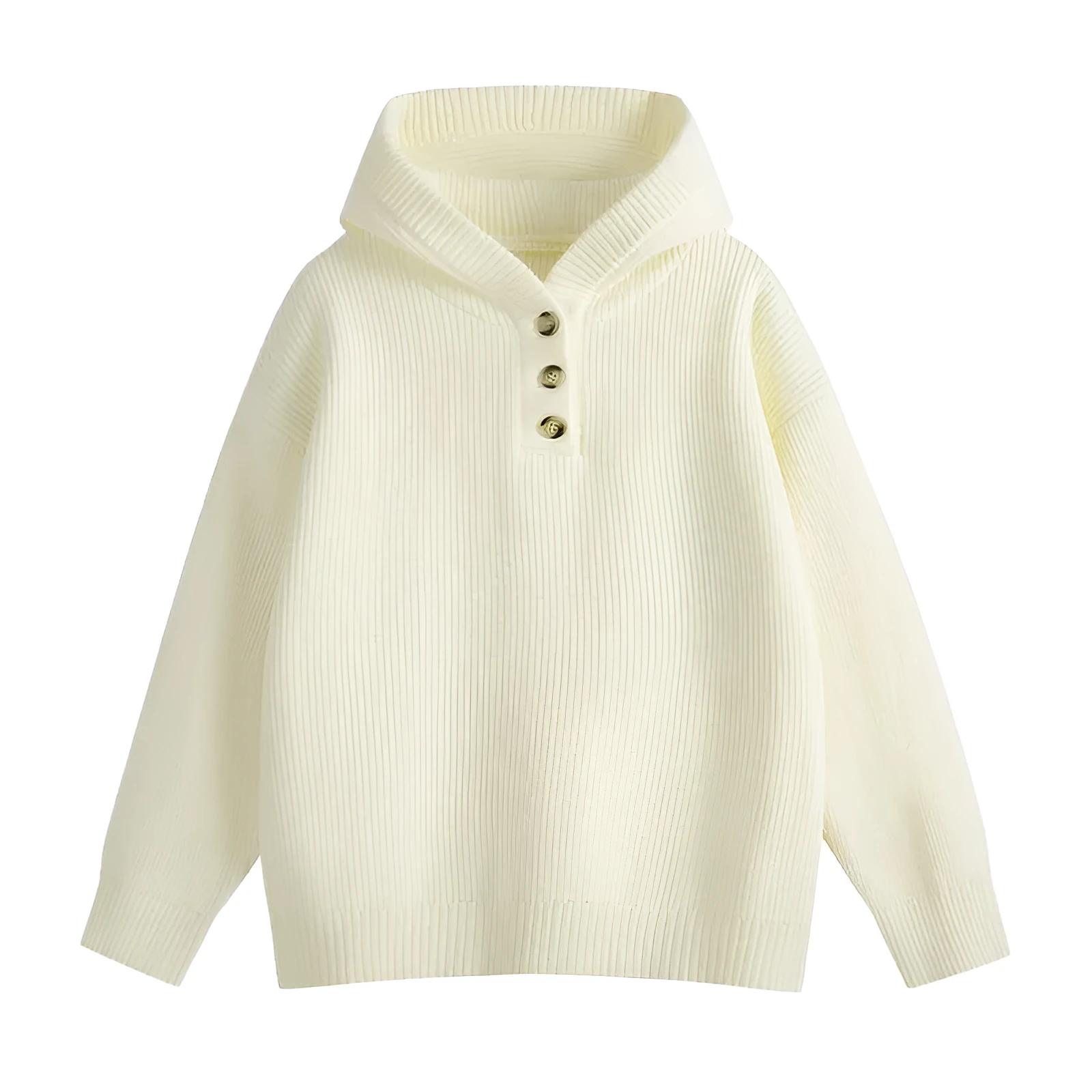Men's loose fit hooded chenille sweater batwing sleeve pullover in beige, front view