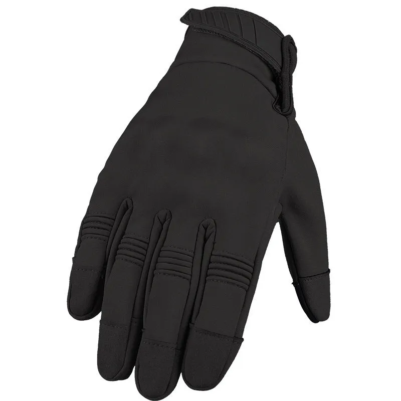 Outdoor multifunctional tactical gloves in A24 Black with touch screen fingertips from front view