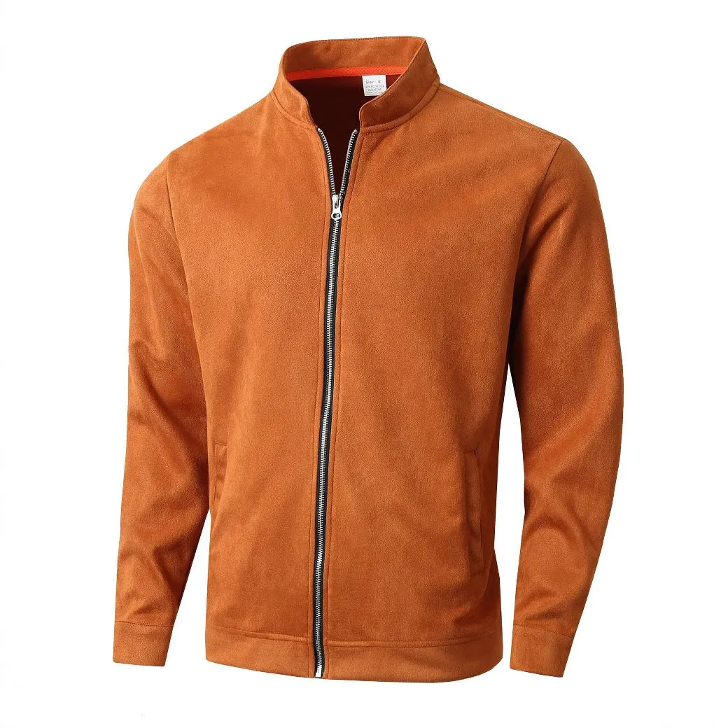 Men's slim fit stand collar jacket solid colour casual winter outerwear front view