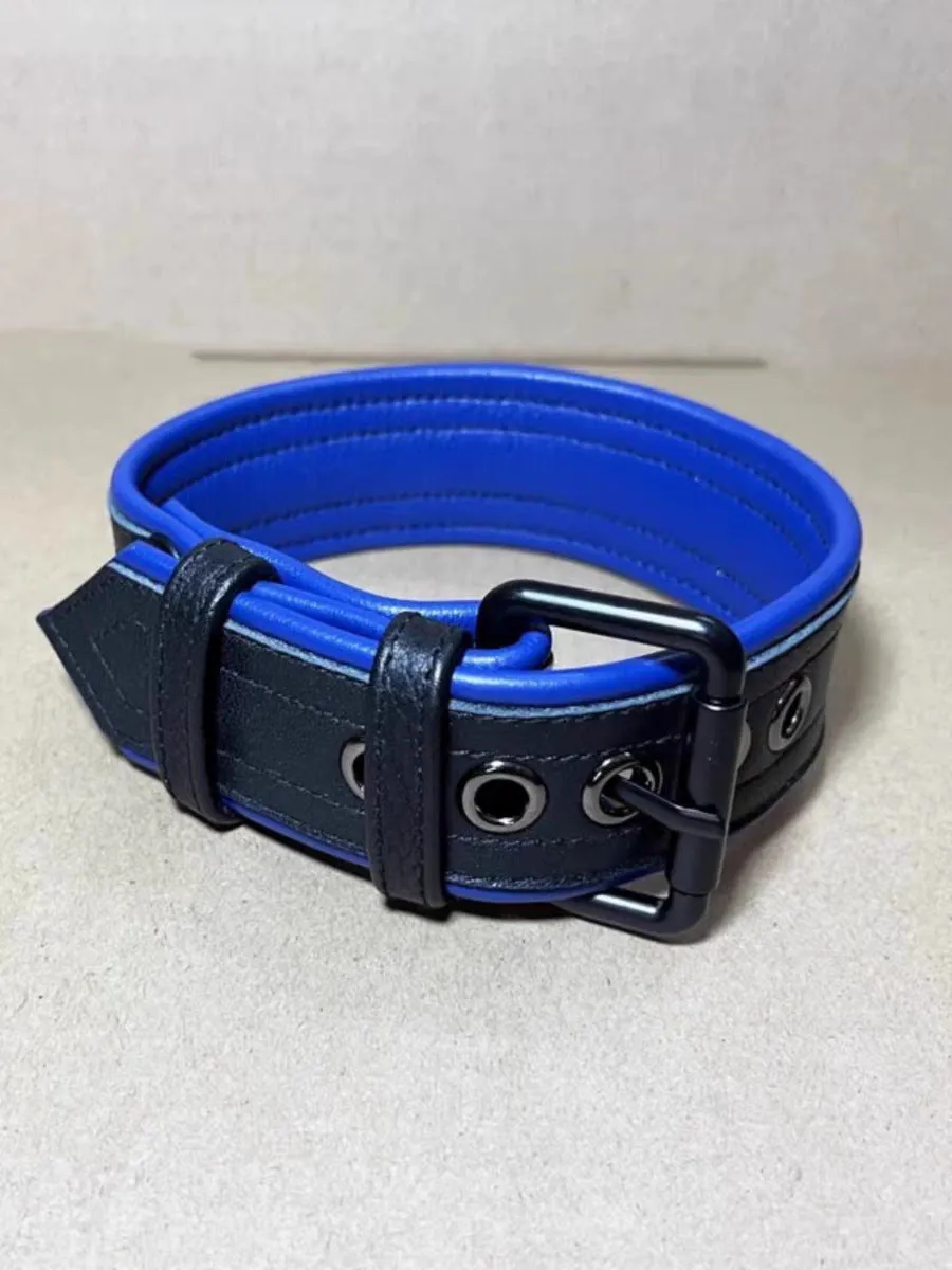 Leather binding prop armband pair for men, black or blue, with adjustable strap
