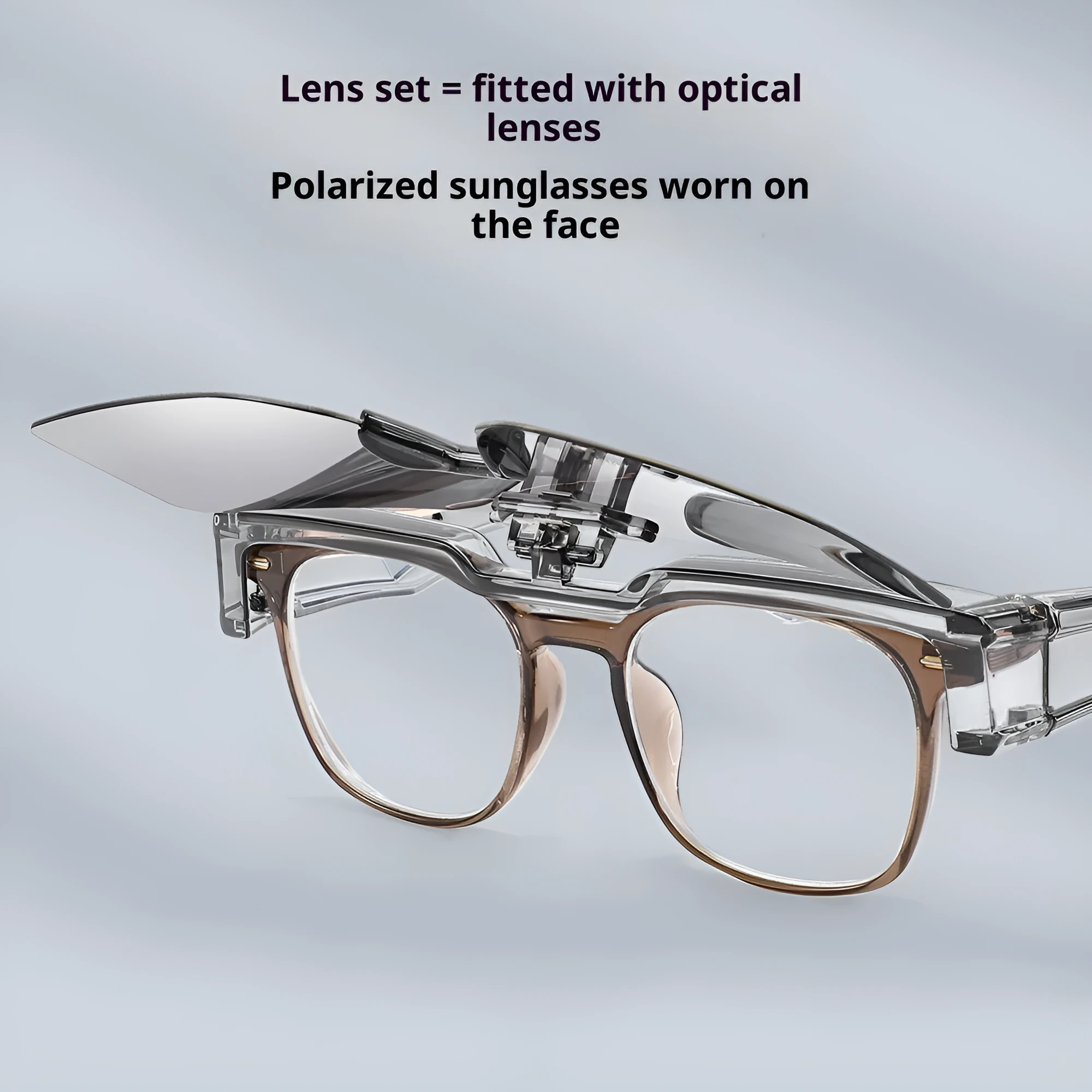 UV protection clamshell sunglasses with TAC lens and TR90 frame in sand green frame with gray lens