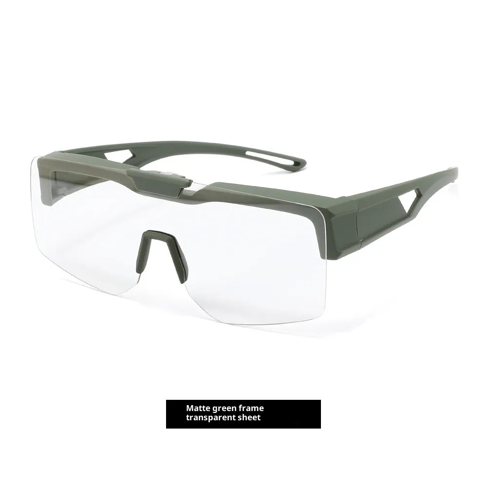 UV protection clamshell sunglasses with TAC lens and TR90 frame in sand green frame with gray lens