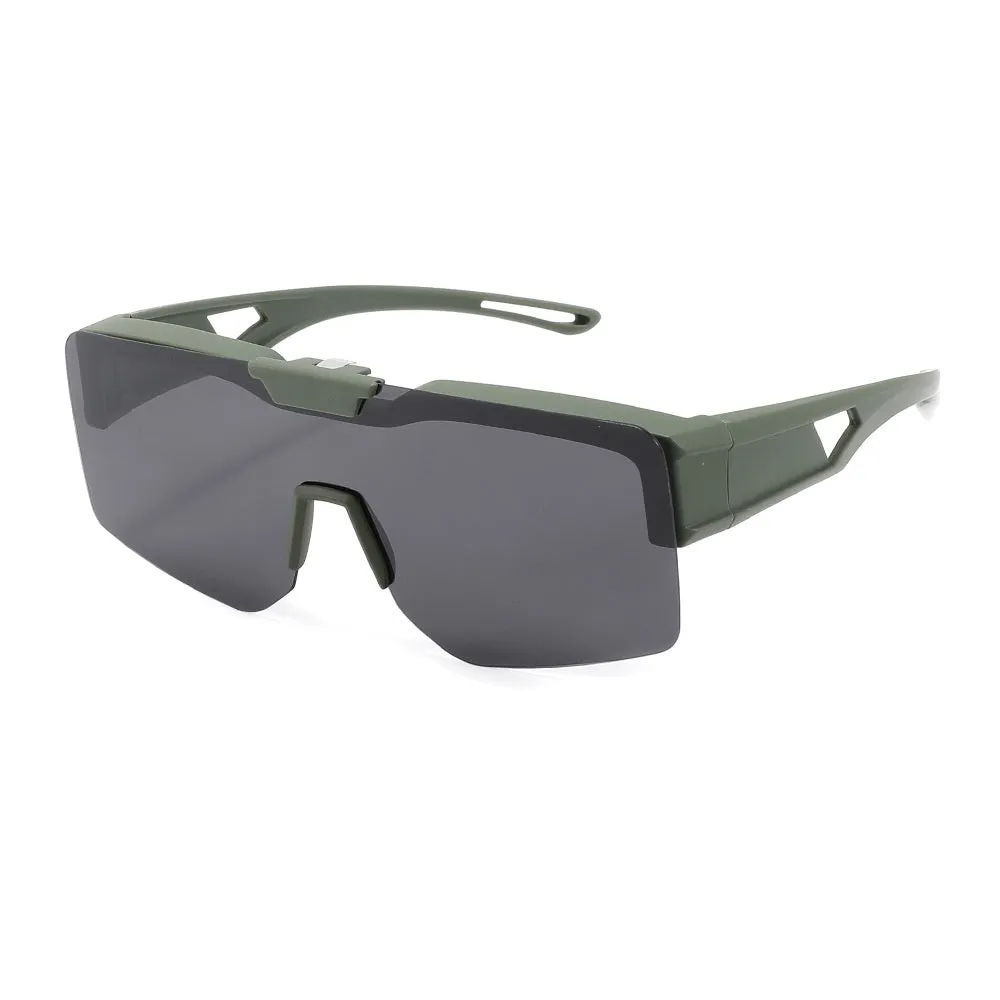 UV protection clamshell sunglasses with TAC lens and TR90 frame in sand green frame with gray lens