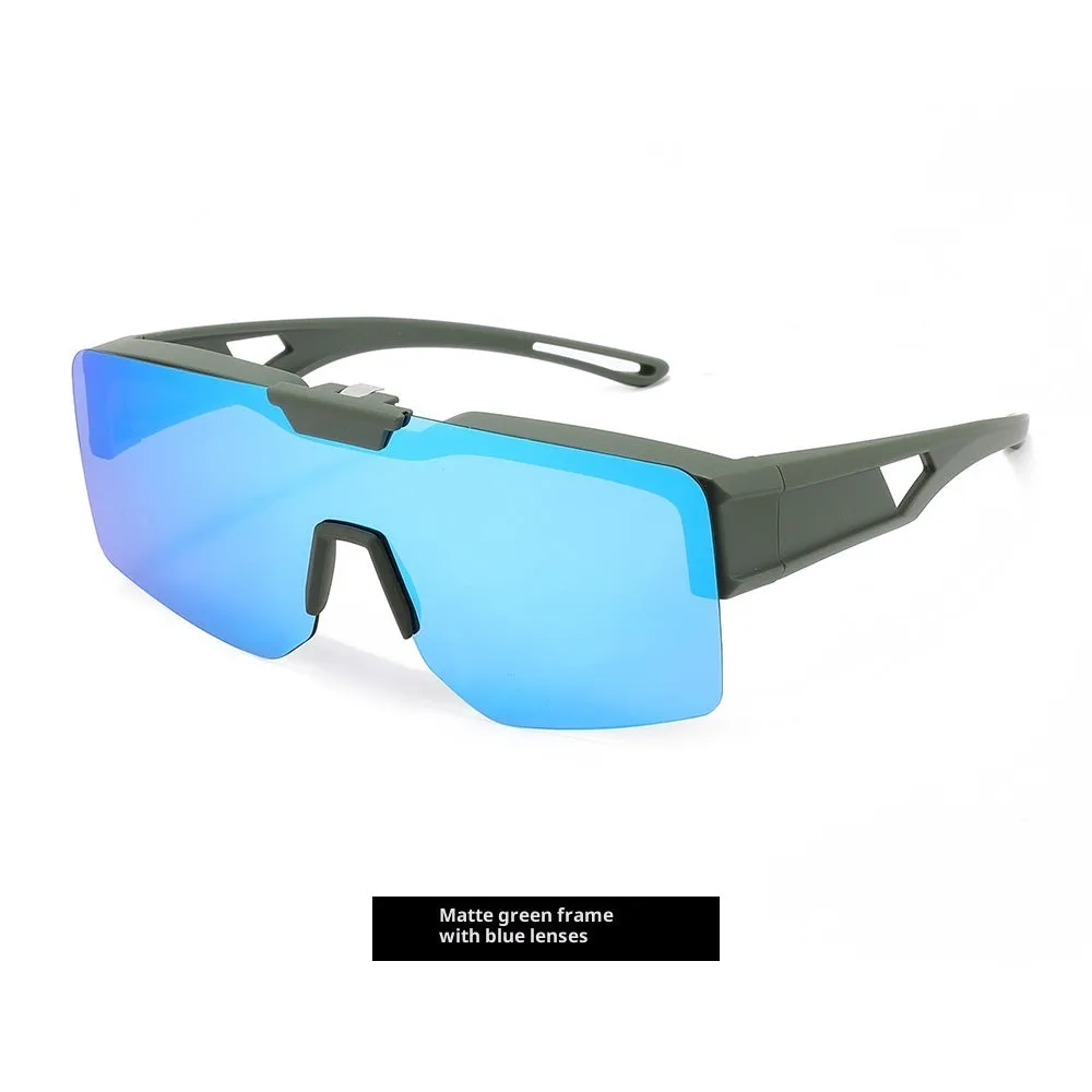 UV protection clamshell sunglasses with TAC lens and TR90 frame in sand green frame with gray lens