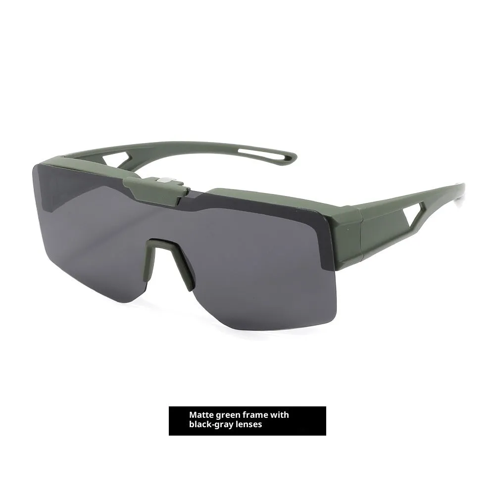 UV protection clamshell sunglasses with TAC lens and TR90 frame in sand green frame with gray lens
