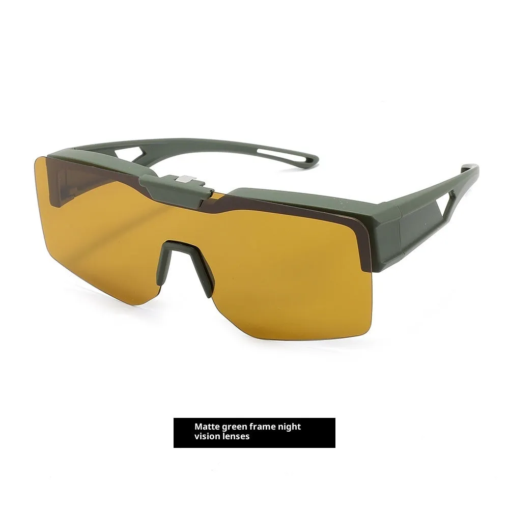 UV protection clamshell sunglasses with TAC lens and TR90 frame in sand green frame with gray lens