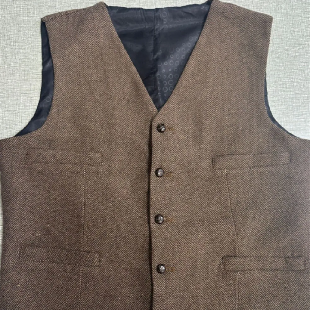 Fashion casual herringbone men's vest in slim fit, five colour options, viscose material