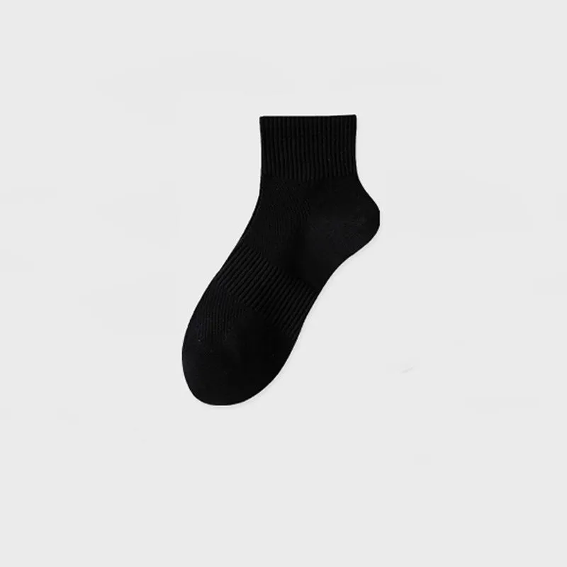 Men's thin mesh breathable white cotton socks with antibacterial middle calf length one size