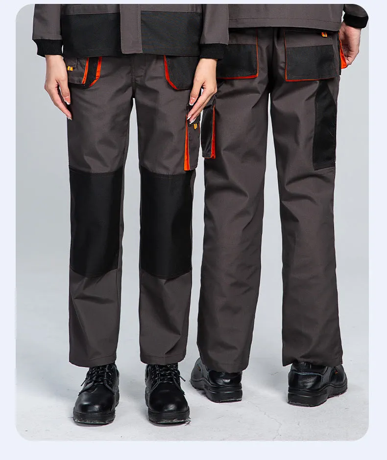 Men's dark gray multi-pocket cargo pants with large pockets and polyester fabric