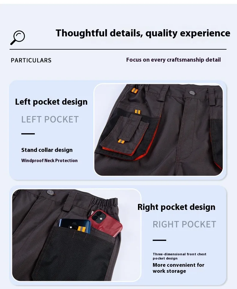 Men's dark gray multi-pocket cargo pants with large pockets and polyester fabric