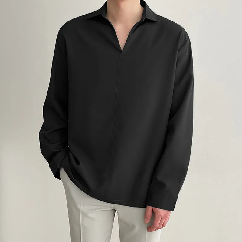 Men's loose fit casual business shirt in non-iron polyester fabric available in multiple colours