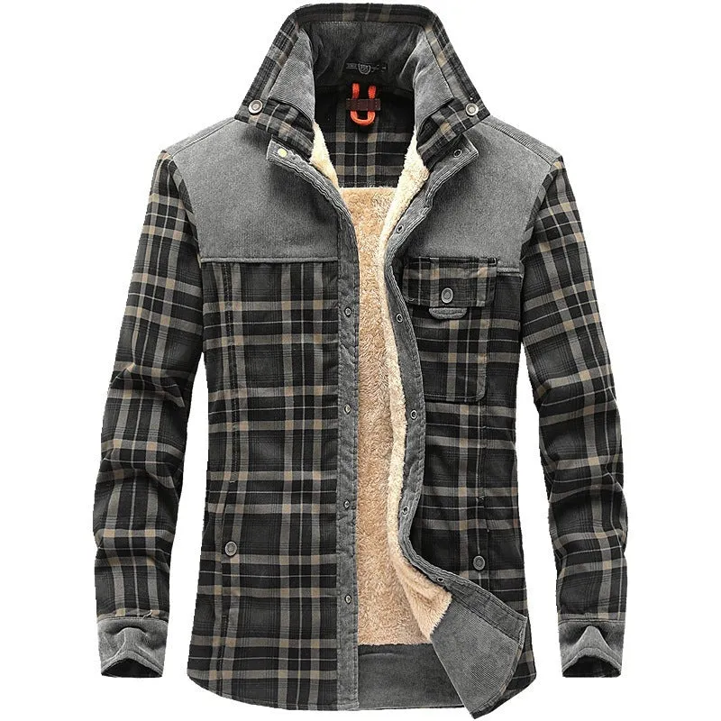 Business casual cotton shirt coat loose fit long sleeve black brown army colour men's coat