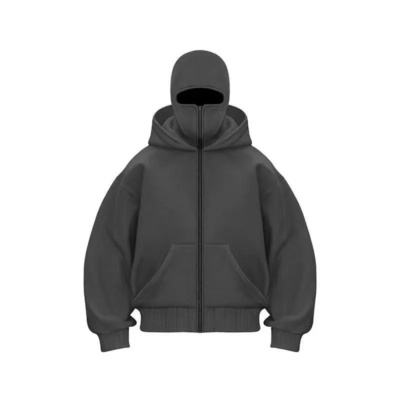 Women's loose fit solid colour polyester fleece zip top with faux fur trim on hood, front view