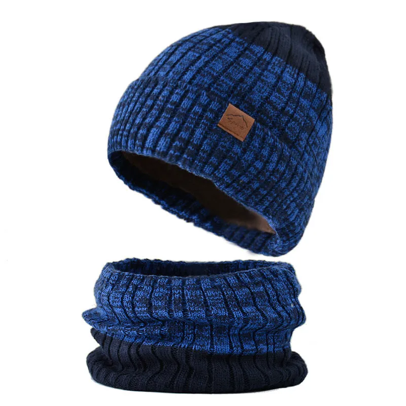 Men's thickened fleece-lined woolen winter hat with dome crown in black, grey and navy options