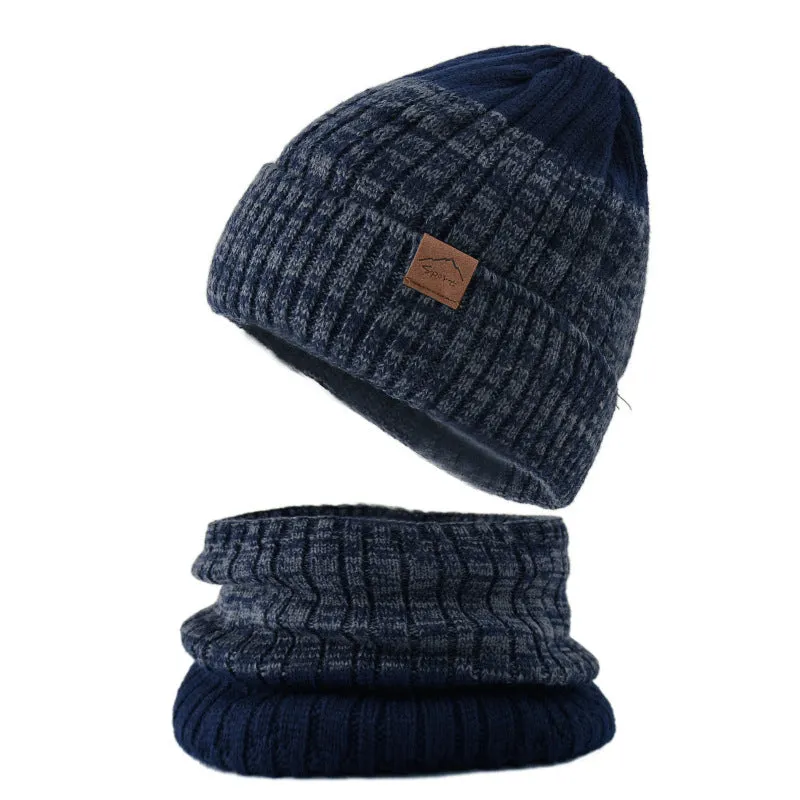Men's thickened fleece-lined woolen winter hat with dome crown in black, grey and navy options