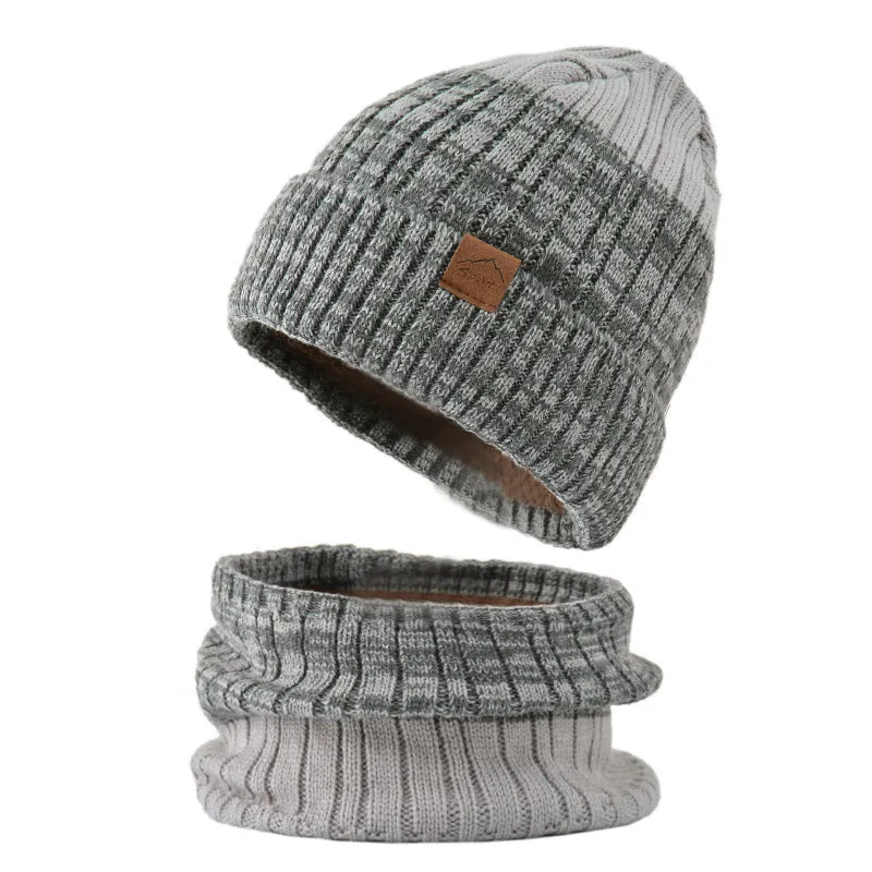 Men's thickened fleece-lined woolen winter hat with dome crown in black, grey and navy options
