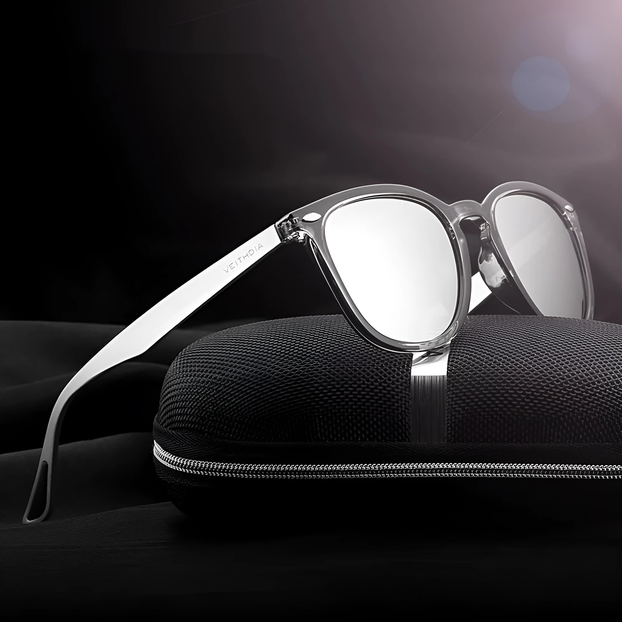 Men's and Women's Polarized UV-proof Sunglasses with plastic frame, point rivets, and multiple colour options for sun protection