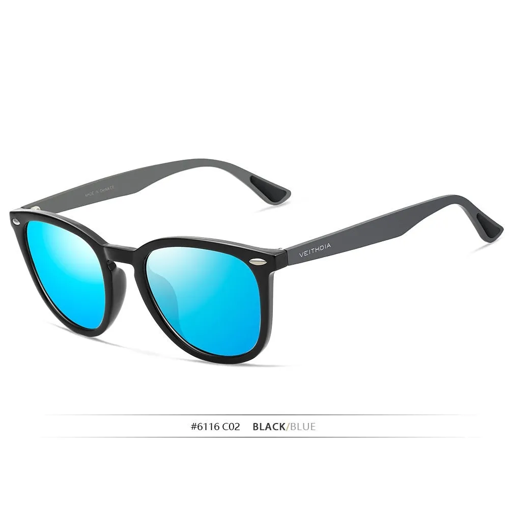 Men's and Women's Polarized UV-proof Sunglasses with plastic frame, point rivets, and multiple colour options for sun protection