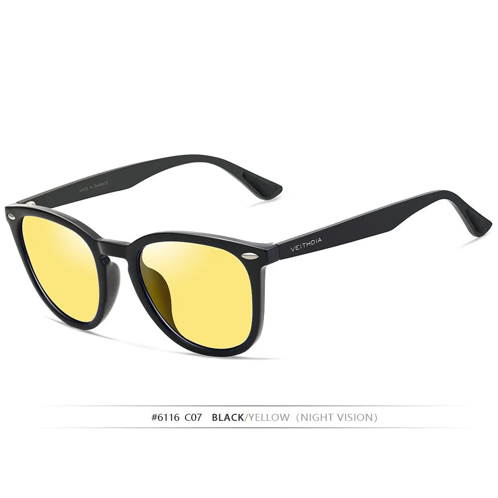Men's and Women's Polarized UV-proof Sunglasses with plastic frame, point rivets, and multiple colour options for sun protection