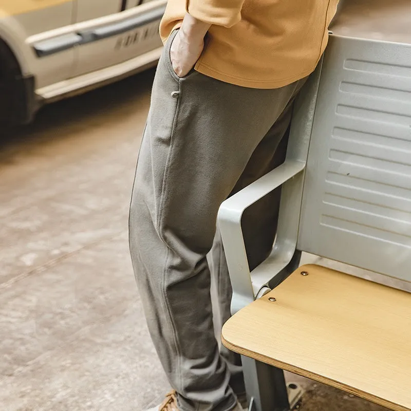 Marden Tooling retro tapered 3D cutting hemming cotton sweatpants for men in brown and olive green