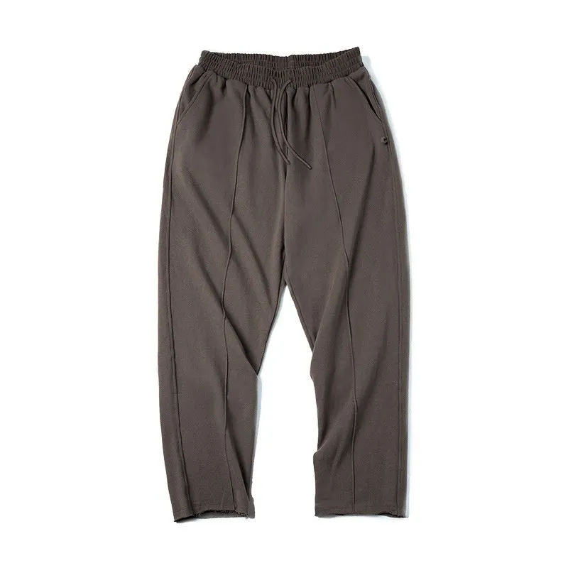 Marden Tooling retro tapered 3D cutting hemming cotton sweatpants for men in brown and olive green