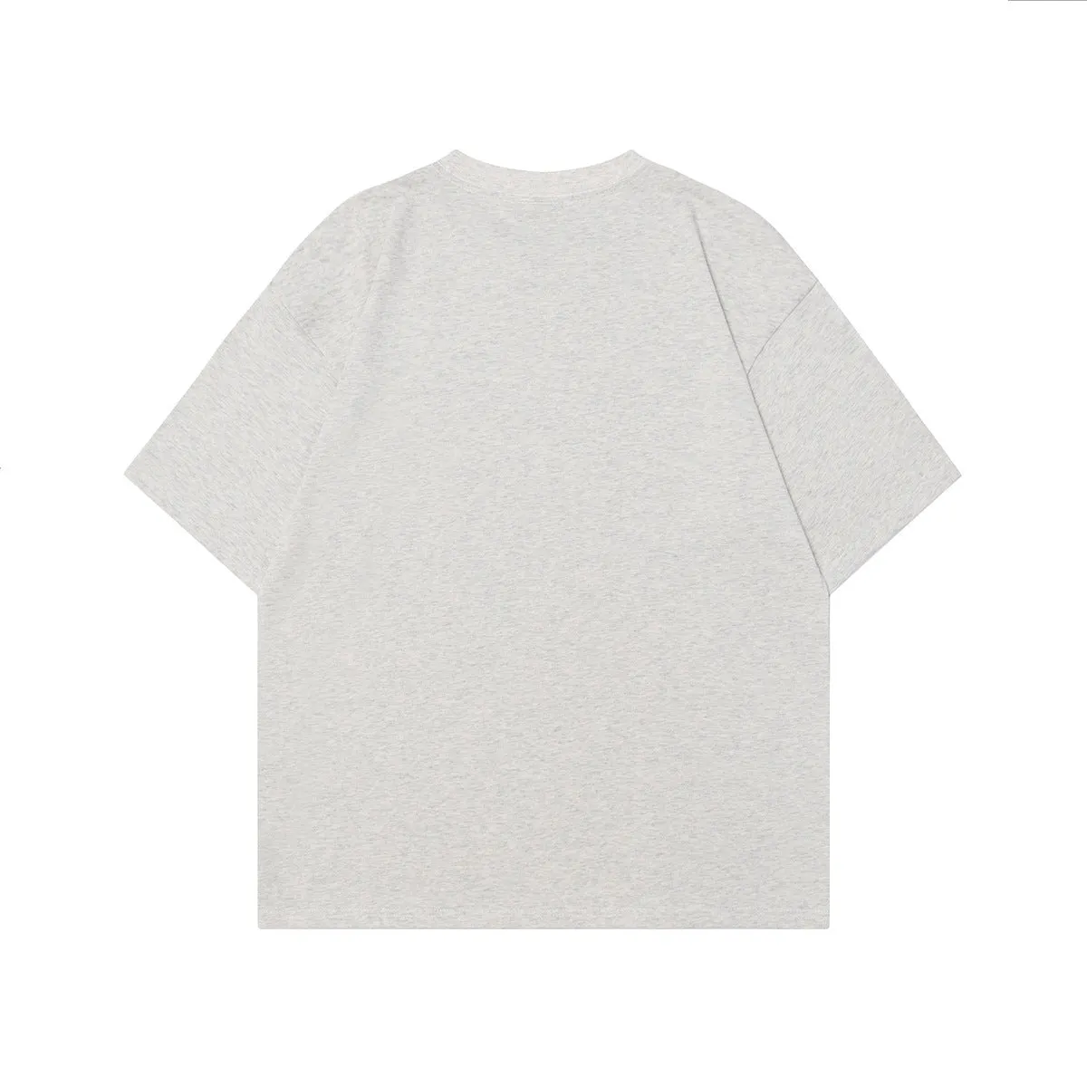 Men's grey loose-fit cotton T-shirt featuring a retro character design print on the front.