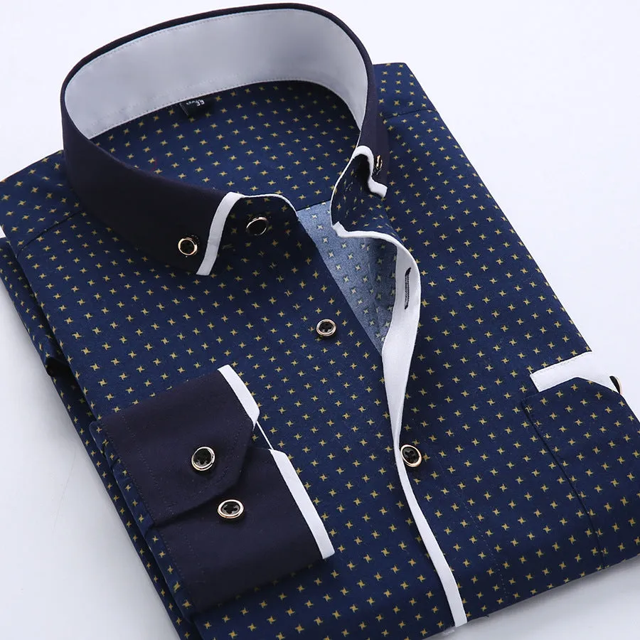 Men's slim fit cardigan top with dots pattern, long sleeves, in polyester fibre, size and colour options SH215-SH220