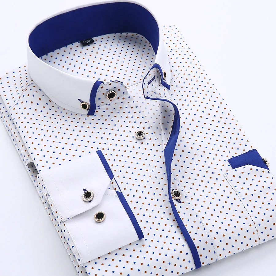 Men's slim fit cardigan top with dots pattern, long sleeves, in polyester fibre, size and colour options SH215-SH220