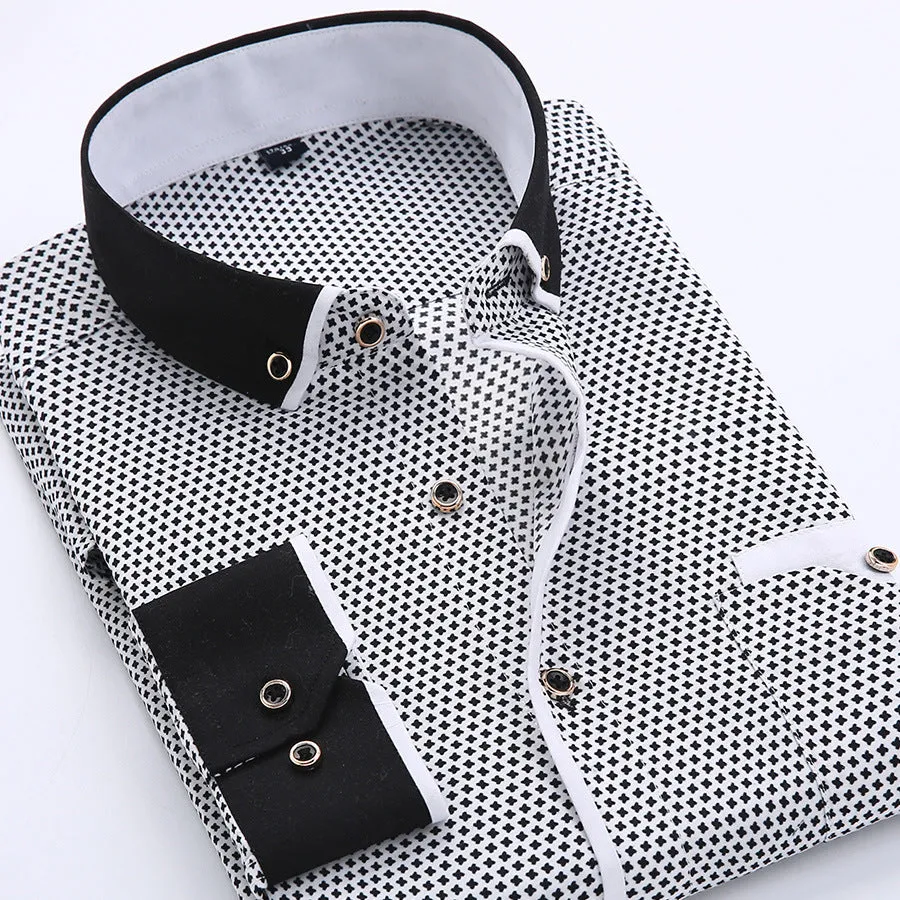 Men's slim fit cardigan top with dots pattern, long sleeves, in polyester fibre, size and colour options SH215-SH220