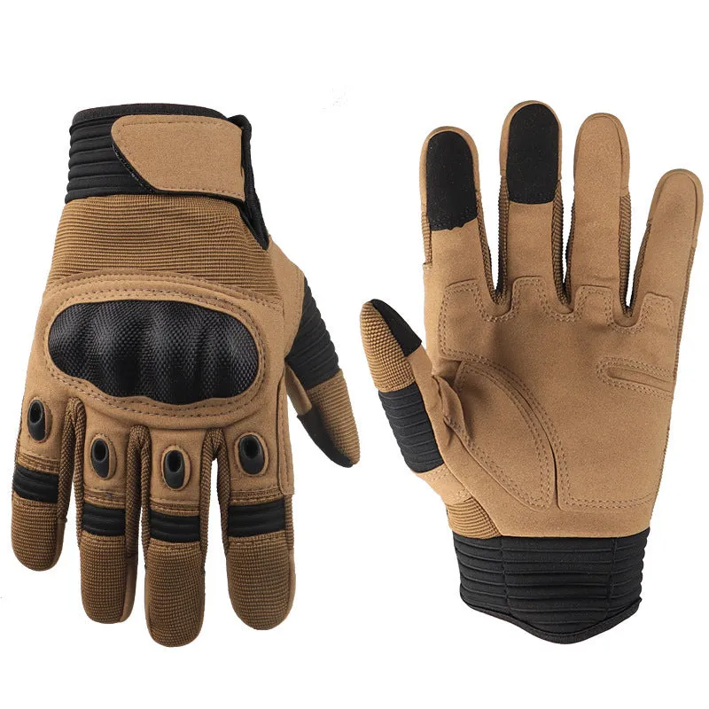 Touch screen military tactical full finger motorbike gloves in knitted fabric available in black army green wolf brown